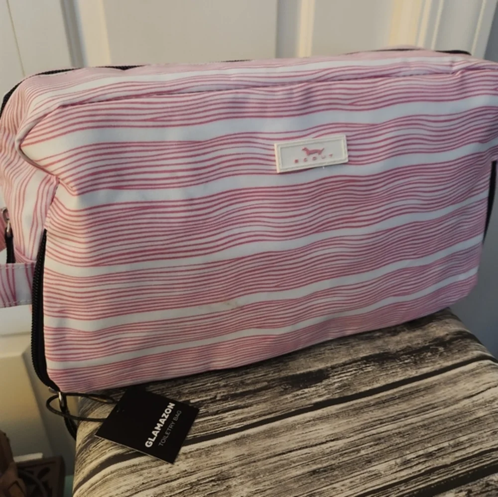 Scout Pink and White Striped Cosmetic Bag